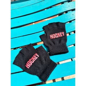 Hockey Skateboards Fingerless Gloves Black Red Logo - like brand new